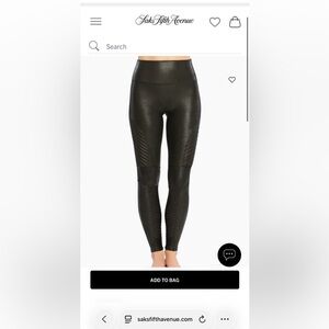 SPANX Black Faux Leather Moto Leggings